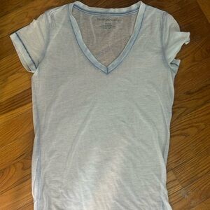 Aeropostale Sheer Pale Blue Women's V-Neck Short Sleeve Tee